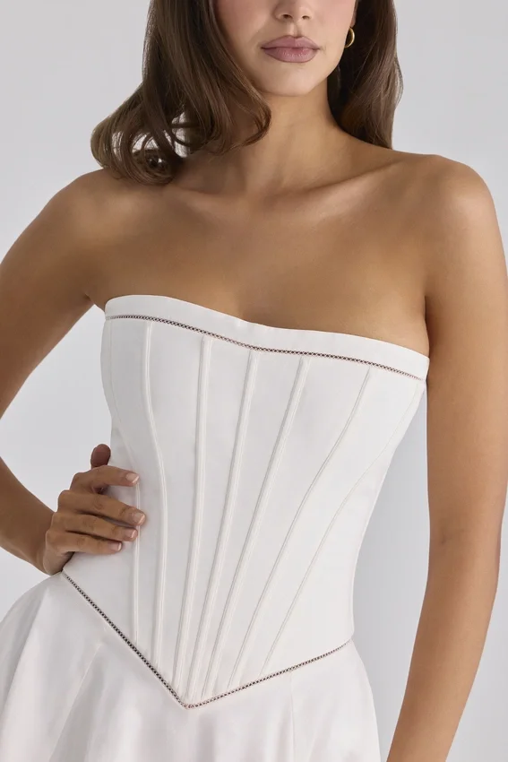 Gina White Cotton Strapless Maxi Dress Gina White Cotton Strapless Maxi Dress