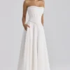 Gina White Cotton Strapless Maxi Dress Gina White Cotton Strapless Maxi Dress