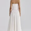 Gina White Cotton Strapless Maxi Dress Gina White Cotton Strapless Maxi Dress