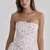 Gina White Rose Print Strapless Cotton Maxi Dress Gina White Rose Print Strapless Cotton Maxi Dress