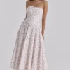 Gina White Rose Print Strapless Cotton Maxi Dress Gina White Rose Print Strapless Cotton Maxi Dress