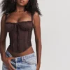 Gini Rich Brown Lace Back Corset Gini Rich Brown Lace Back Corset