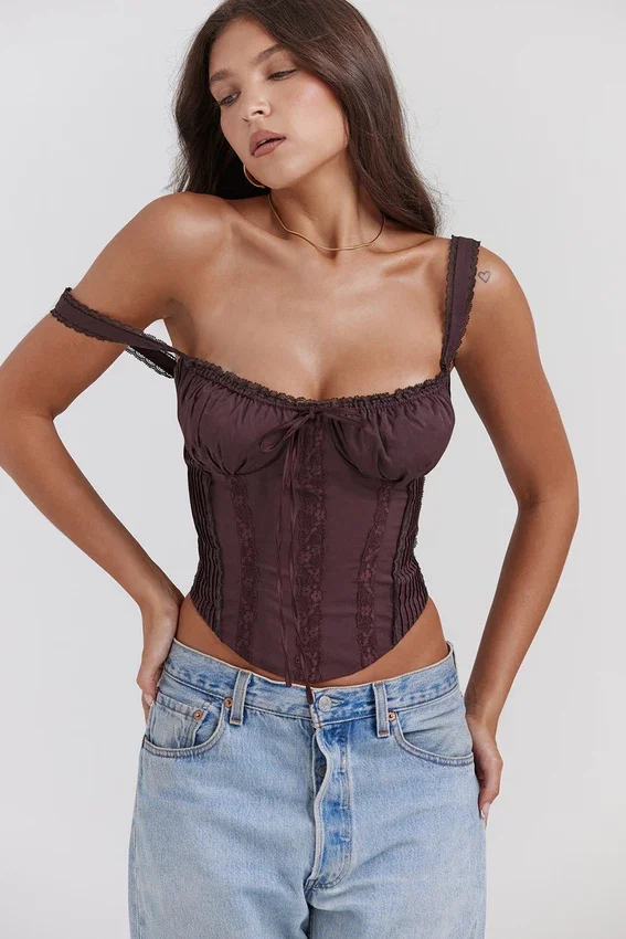 Gini Rich Brown Lace Back Corset Gini Rich Brown Lace Back Corset