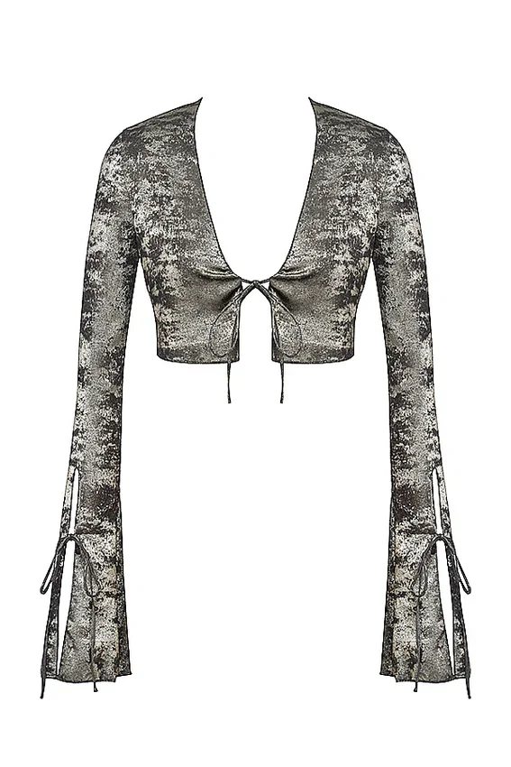 Giulia Pewter Shimmer Velvet Satin Top Giulia Pewter Shimmer Velvet Satin Top