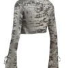 Giulia Pewter Shimmer Velvet Satin Top Giulia Pewter Shimmer Velvet Satin Top