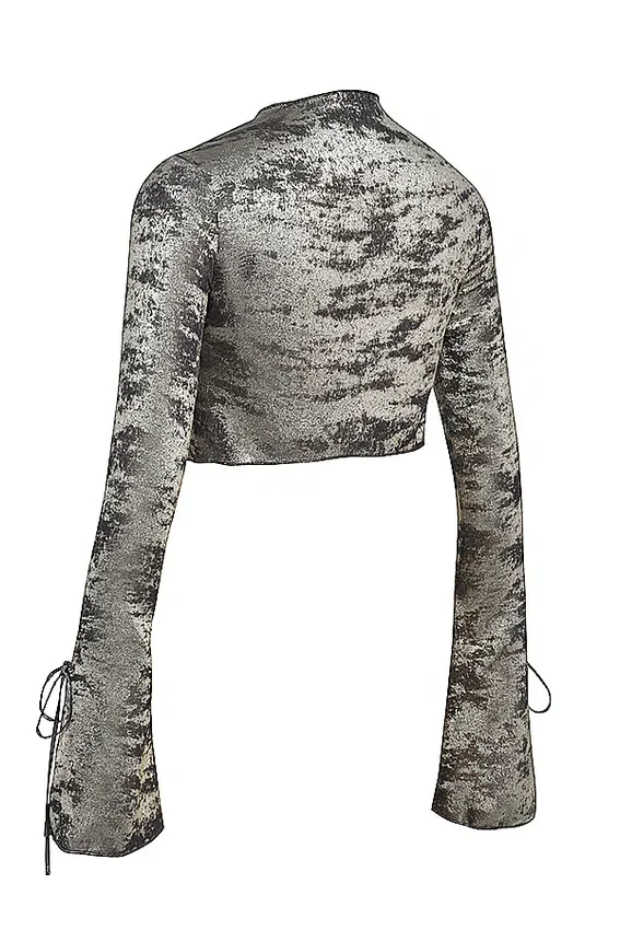 Giulia Pewter Shimmer Velvet Satin Top Giulia Pewter Shimmer Velvet Satin Top