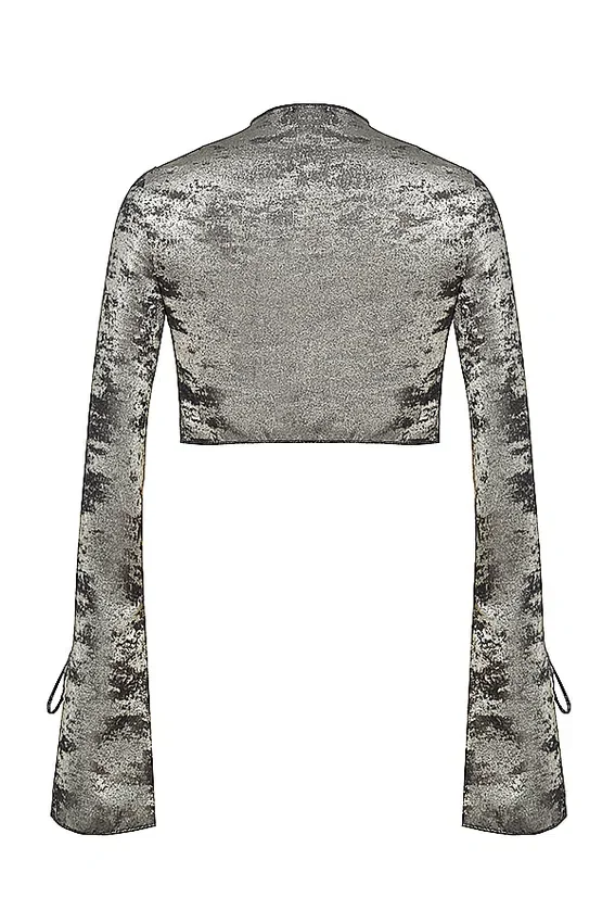 Giulia Pewter Shimmer Velvet Satin Top Giulia Pewter Shimmer Velvet Satin Top