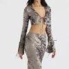 Giulia Pewter Shimmer Velvet Satin Top Giulia Pewter Shimmer Velvet Satin Top