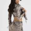 Giulia Pewter Shimmer Velvet Satin Top Giulia Pewter Shimmer Velvet Satin Top