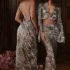 Giulia Pewter Shimmer Velvet Satin Top Giulia Pewter Shimmer Velvet Satin Top