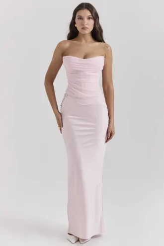 Giuliana Ballerina Pink Satin Maxi Skirt Giuliana Ballerina Pink Satin Maxi Skirt