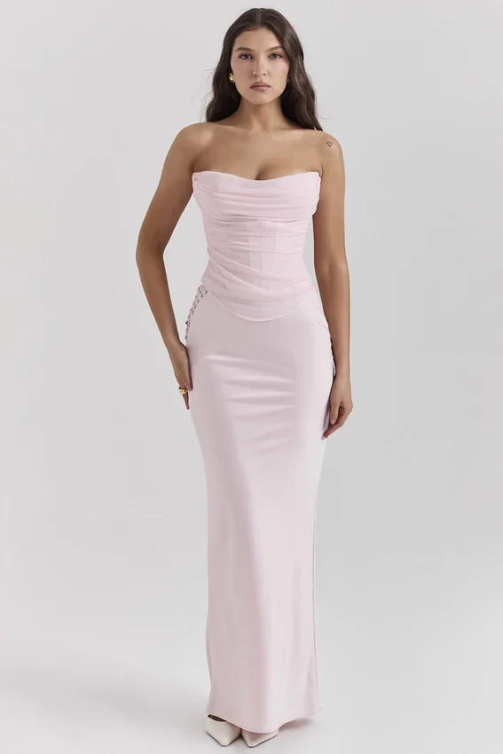 Giuliana Ballerina Pink Satin Maxi Skirt Giuliana Ballerina Pink Satin Maxi Skirt
