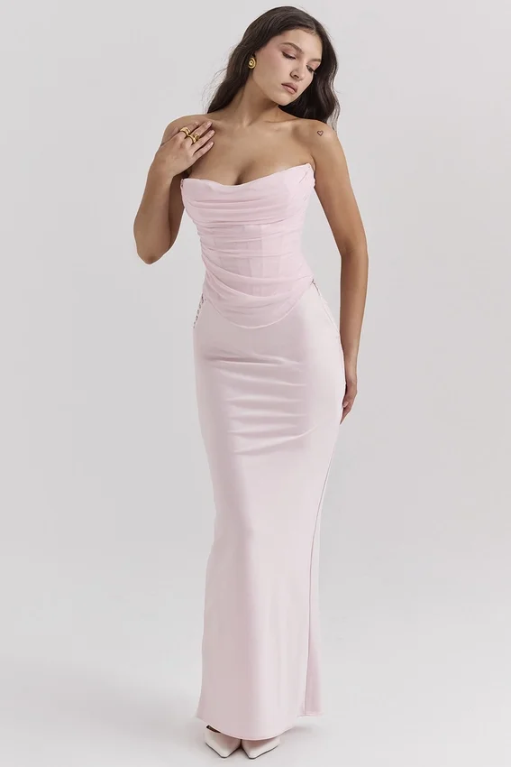 Giuliana Ballerina Pink Satin Maxi Skirt Giuliana Ballerina Pink Satin Maxi Skirt