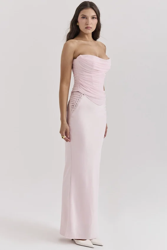 Giuliana Ballerina Pink Satin Maxi Skirt Giuliana Ballerina Pink Satin Maxi Skirt