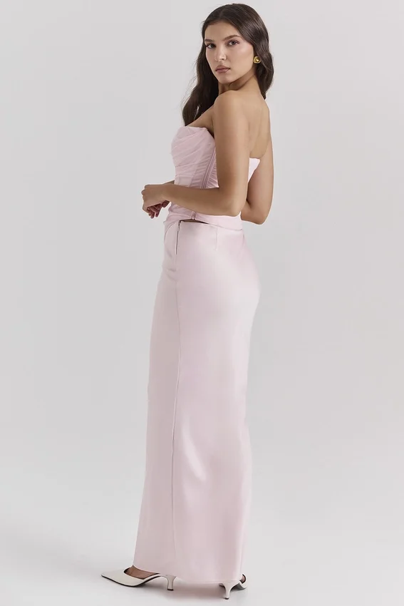Giuliana Ballerina Pink Satin Maxi Skirt Giuliana Ballerina Pink Satin Maxi Skirt
