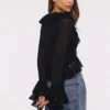 Goya Black Ruffled Sleeve Blouse