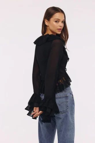 Goya Black Ruffled Sleeve Blouse Goya Black Ruffled Sleeve Blouse