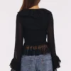 Goya Black Ruffled Sleeve Blouse