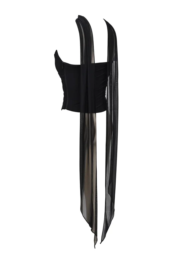 Hallie Black Strapless Corset with Neck Scarf Hallie Black Strapless Corset with Neck Scarf