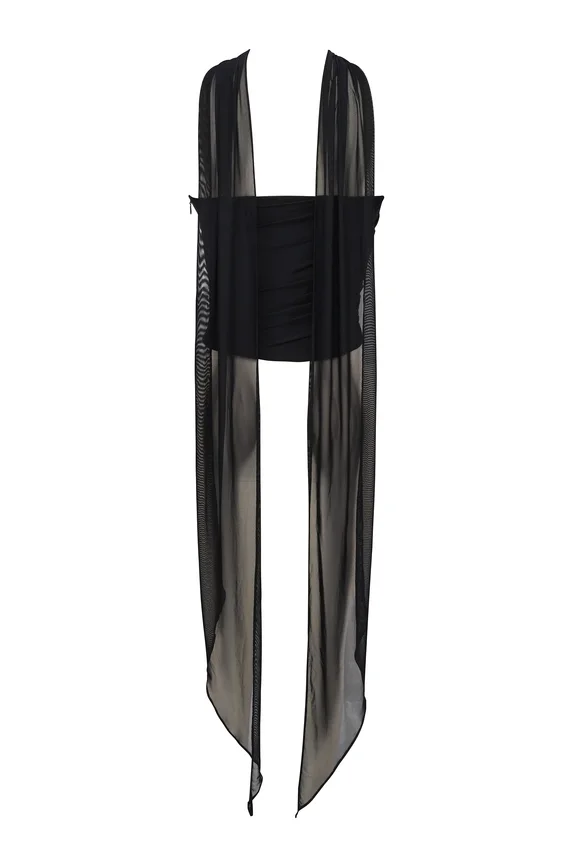 Hallie Black Strapless Corset with Neck Scarf Hallie Black Strapless Corset with Neck Scarf