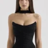 Hallie Black Strapless Corset with Neck Scarf Hallie Black Strapless Corset with Neck Scarf