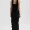 Cassidy Black Mesh Maxi Skirt with Fluted Hem