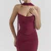 Hallie Cabernet Strapless Corset with Neck Scarf Hallie Cabernet Strapless Corset with Neck Scarf