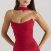Hallie Holly Red Strapless Corset Top with Detachable Neck Scarf Hallie Holly Red Strapless Corset Top with Detachable Neck Scarf