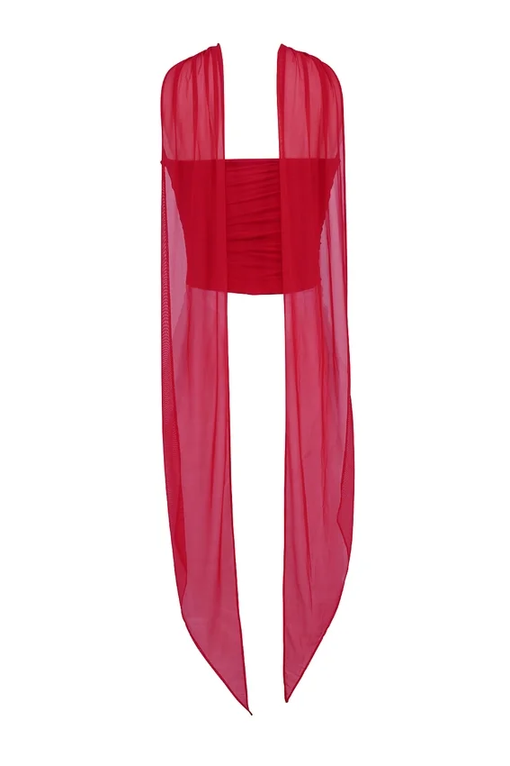 Hallie Holly Red Strapless Corset Top with Detachable Neck Scarf Hallie Holly Red Strapless Corset Top with Detachable Neck Scarf