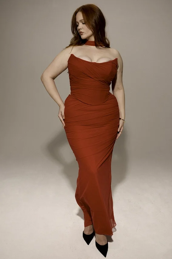 Hallie Holly Red Strapless Corset Top with Detachable Neck Scarf Hallie Holly Red Strapless Corset Top with Detachable Neck Scarf