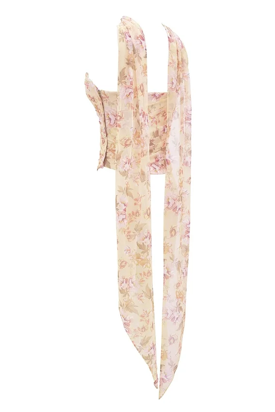 Hallie Honeyflower Print Strapless Corset With Neck Scarf Hallie Honeyflower Print Strapless Corset With Neck Scarf