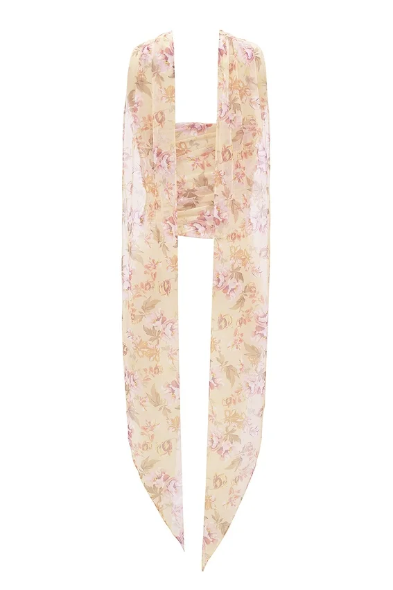 Hallie Honeyflower Print Strapless Corset With Neck Scarf Hallie Honeyflower Print Strapless Corset With Neck Scarf