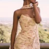 Hallie Honeyflower Print Strapless Corset With Neck Scarf Hallie Honeyflower Print Strapless Corset With Neck Scarf