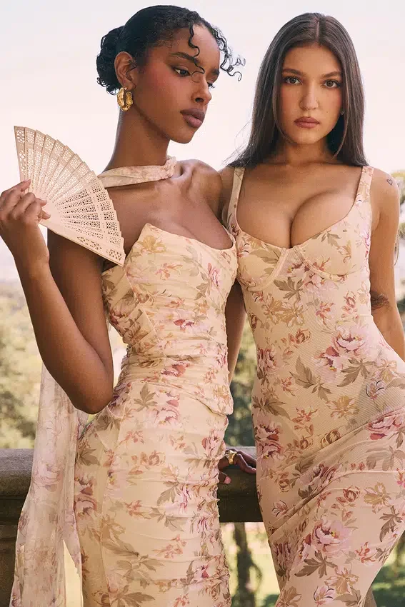 Hallie Honeyflower Print Strapless Corset With Neck Scarf Hallie Honeyflower Print Strapless Corset With Neck Scarf