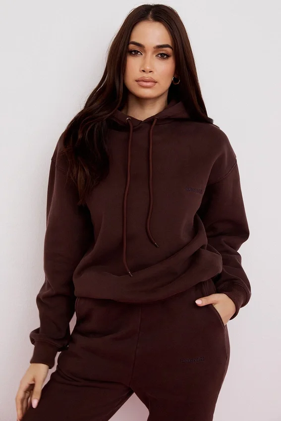 Halo Chocolate Cotton Fleece-Back Oversized Hoodie Halo Chocolate Cotton Fleece-Back Oversized Hoodie
