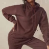Halo Chocolate Cotton Fleece-Back Oversized Hoodie Halo Chocolate Cotton Fleece-Back Oversized Hoodie