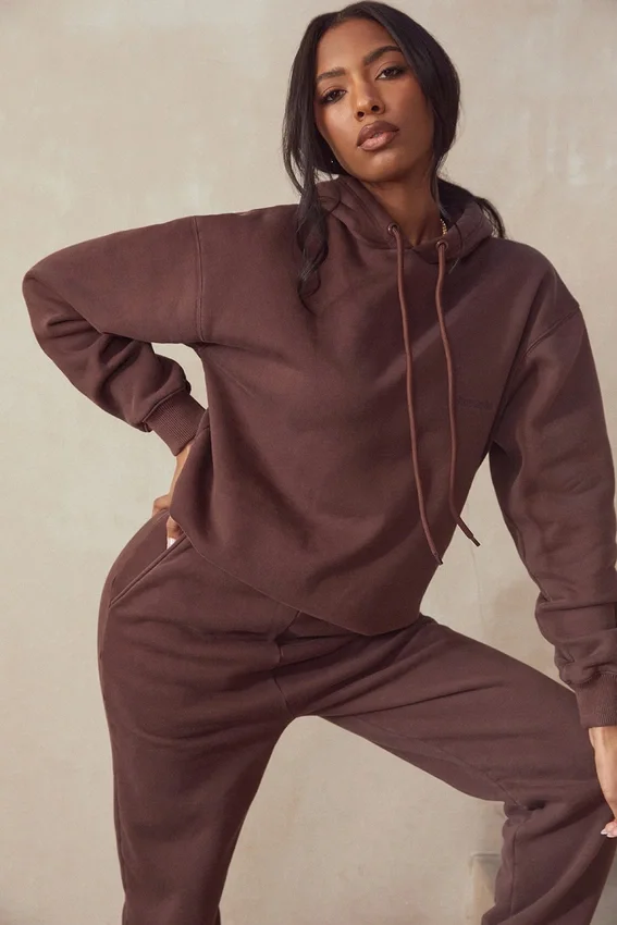 Halo Chocolate Cotton Fleece-Back Oversized Hoodie Halo Chocolate Cotton Fleece-Back Oversized Hoodie