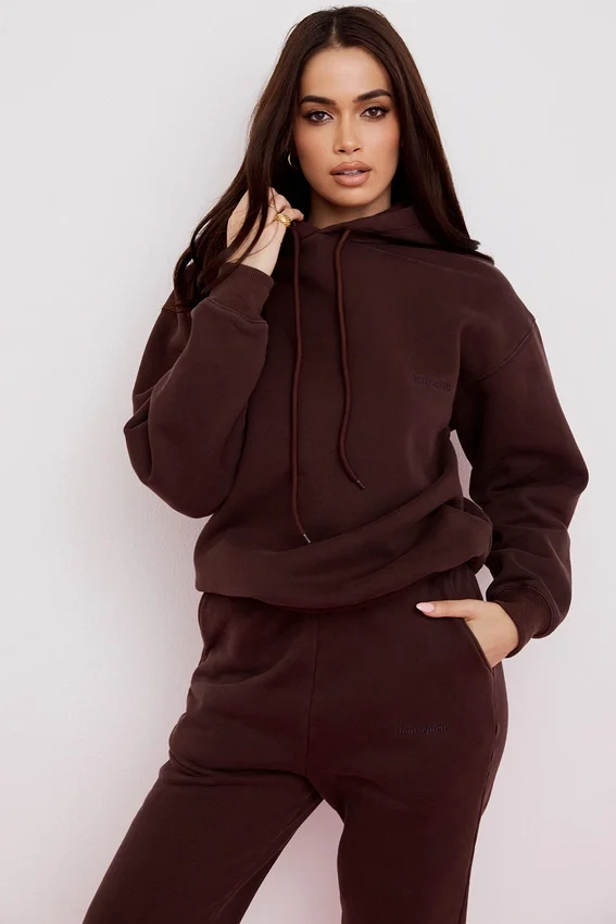 Halo Chocolate Cotton Fleece-Back Oversized Hoodie Halo Chocolate Cotton Fleece-Back Oversized Hoodie