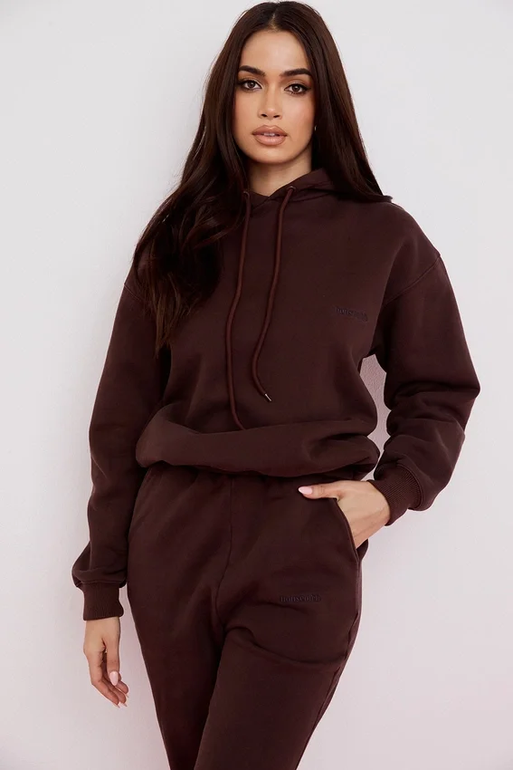 Halo Chocolate Cotton Fleece-Back Oversized Hoodie Halo Chocolate Cotton Fleece-Back Oversized Hoodie