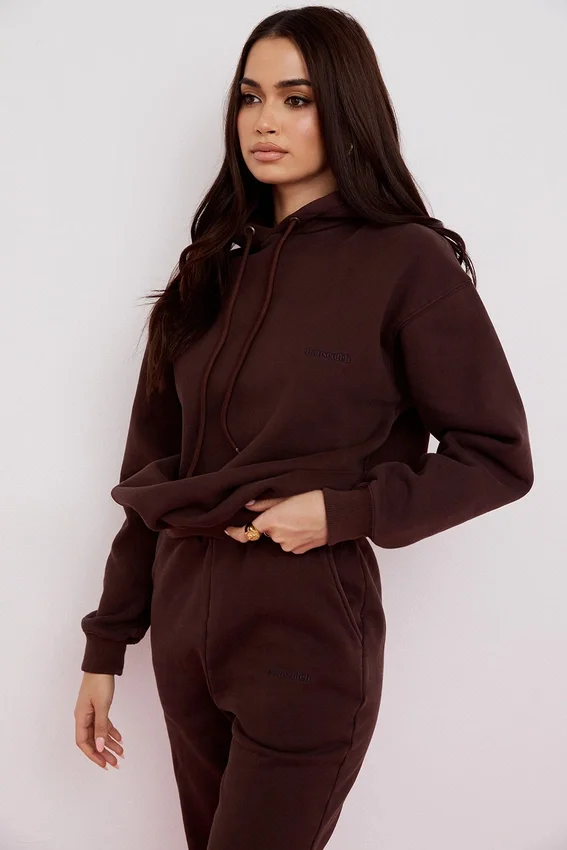 Halo Chocolate Cotton Fleece-Back Oversized Hoodie Halo Chocolate Cotton Fleece-Back Oversized Hoodie