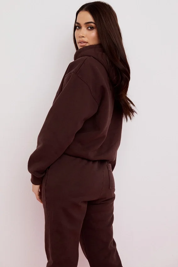Halo Chocolate Cotton Fleece-Back Oversized Hoodie Halo Chocolate Cotton Fleece-Back Oversized Hoodie