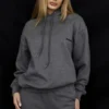 Halo Dark Grey Cotton Fleece-Back Oversized Hoodie Halo Dark Grey Cotton Fleece-Back Oversized Hoodie