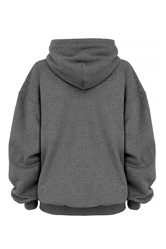 Halo Dark Grey Cotton Fleece-Back Oversized Hoodie Halo Dark Grey Cotton Fleece-Back Oversized Hoodie