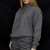 Halo Dark Grey Cotton Fleece-Back Oversized Hoodie Halo Dark Grey Cotton Fleece-Back Oversized Hoodie