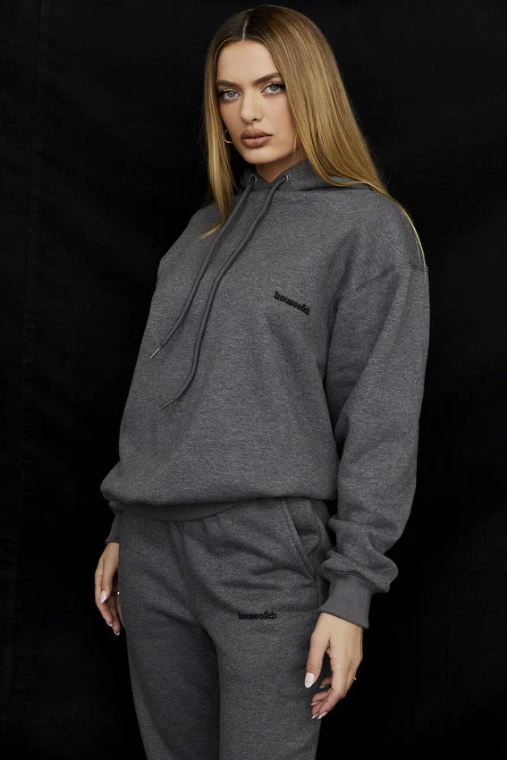 Halo Dark Grey Cotton Fleece-Back Oversized Hoodie Halo Dark Grey Cotton Fleece-Back Oversized Hoodie