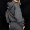 Halo Dark Grey Cotton Fleece-Back Oversized Hoodie Halo Dark Grey Cotton Fleece-Back Oversized Hoodie