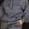 Halo Dark Grey Cotton Fleece-Back Oversized Hoodie Halo Dark Grey Cotton Fleece-Back Oversized Hoodie