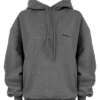 Halo Dark Grey Cotton Fleece-Back Oversized Hoodie Halo Dark Grey Cotton Fleece-Back Oversized Hoodie