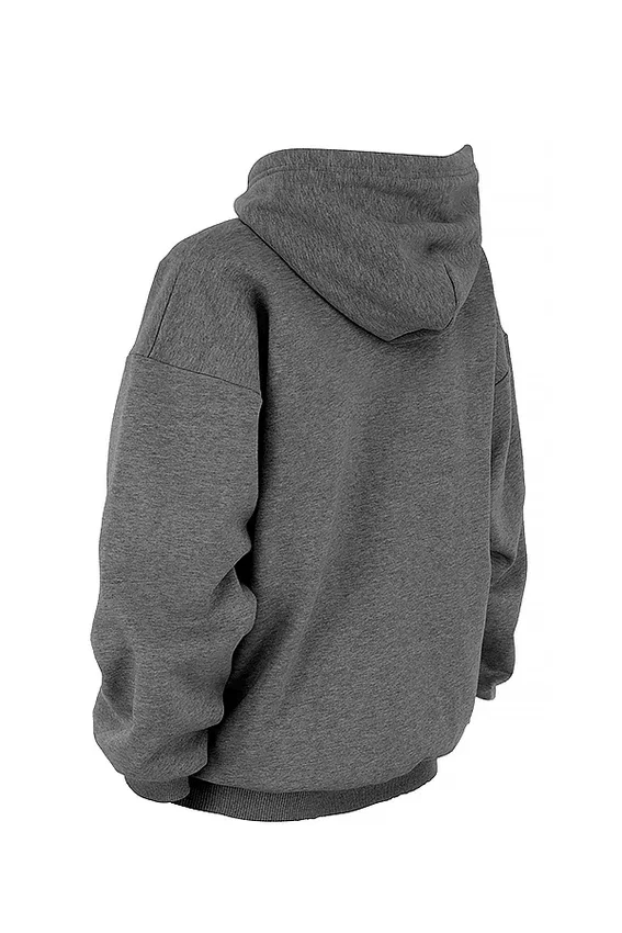 Halo Dark Grey Cotton Fleece-Back Oversized Hoodie Halo Dark Grey Cotton Fleece-Back Oversized Hoodie