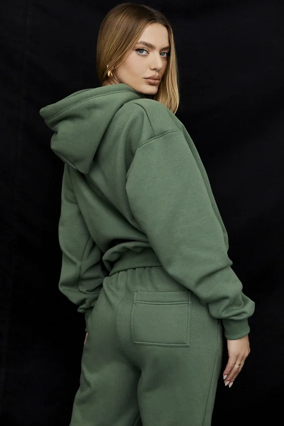 Halo Moss Cotton Fleece-Back Oversized Hoodie Halo Moss Cotton Fleece-Back Oversized Hoodie